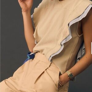 Anthropologie Sleeveless Menswear Popover Top -Size XS